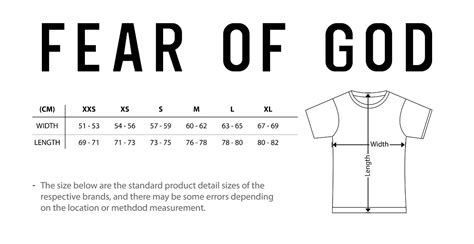 fear of god essentials size chart.